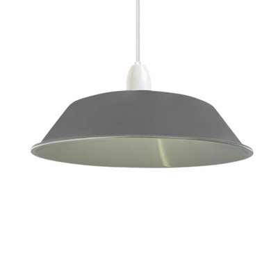 Retro Grey Metal Open Style Lamp Shade Diy Hanging Pendant Light Fixture Replacement - image 1