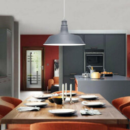 Retro Grey Metal Open Style Lamp Shade Diy Hanging Pendant Light Fixture Replacement - thumbnail 2