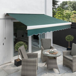Primrose Awnings 3.0M X 2.5M Retractable Manual Full Cassette Green Awning Outdoor Patio Canopy
