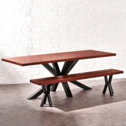 Timber Foundry Spider Leg Dining Table 4-6 Seater + 2 Benches, Dark Walnut - thumbnail 1