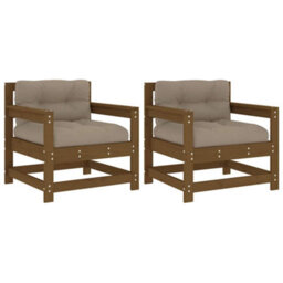 Berkfield Rustic Garden Chairs With Cushions 2 Pcs Honey Brown Solid Wood Pine