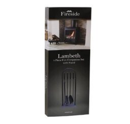 JVL Lambeth Fireside Companion Set Shovel Brush Poker Tongs 4 Piece Fire Accessory - thumbnail 5