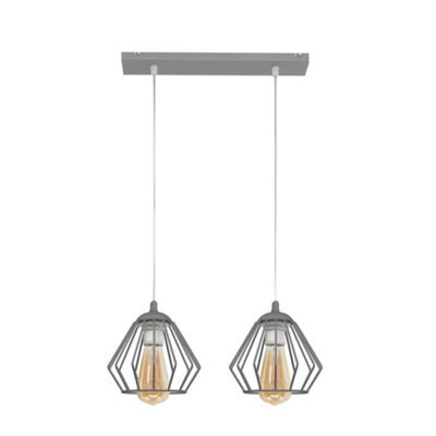 Luminosa Lighting Luminosa Agat Straight Bar Pendant Ceiling Light Grey 40Cm