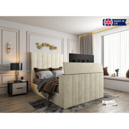 Vogue Upholstered Soft Velvet Line  Cream Tv Bespoke Bed Frame - thumbnail 7
