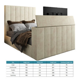 Vogue Upholstered Soft Velvet Line  Cream Tv Bespoke Bed Frame - thumbnail 6