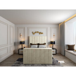 Vogue Upholstered Soft Velvet Line  Cream Tv Bespoke Bed Frame - thumbnail 2