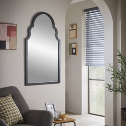 The Online Mirror Shop Wall Mirror Casablanca Arched Shape With Black Frame For Hanging In Living Room, Bedroom- H 104Cm X W 60Cm X D 4Cm