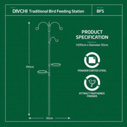 Divchi Bird Feeder With 2 Dishes, Bird Feeders Hanging Station, Bird Feeder Pole, Bird Feeding Station - thumbnail 3