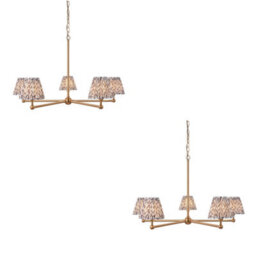 Loops Stunning 2 Pack Aged Brass Pendant Lights With Pearl Grey Shades