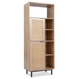Rattan Freestanding Bookcase With 5 Storage Cubes Metal Legs For Living Room - thumbnail 4