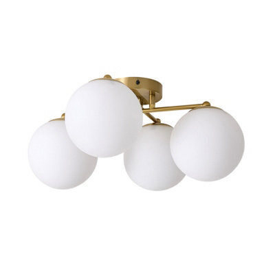 Komore 4-Heads Gold Plated Ceiling Light White Round Glass Shades E27 - image 1
