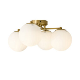 Komore 4-Heads Gold Plated Ceiling Light White Round Glass Shades E27 - thumbnail 2