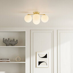 Komore 4-Heads Gold Plated Ceiling Light White Round Glass Shades E27 - thumbnail 3