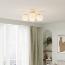 Komore 4-Heads Gold Plated Ceiling Light White Round Glass Shades E27 - thumbnail 4