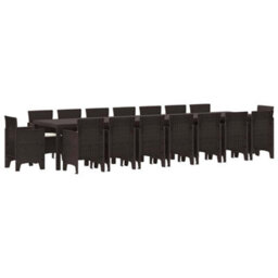 Berkfield Garden Dining Set 17 Pcs Brown Polt Rattan - thumbnail 2