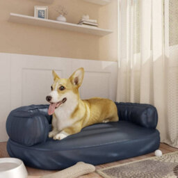 Berkfield Ergonomic Foam Dog Bed Dark Blue 88X65 Cm Faux Leather