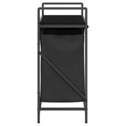 Walplus Laundry Basket 2 Compartments With Shelf Black Oak - thumbnail 7