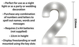 St Helens Home And Garden Battery Operated 3D Led Number 2 Light - thumbnail 2
