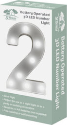 St Helens Home And Garden Battery Operated 3D Led Number 2 Light - thumbnail 3