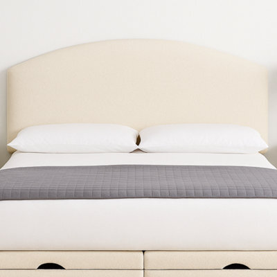 "Urban Textures - Orla Luxury 26"" High Boucle Fabric Upholstered Curved Headboard - Cream" - image 1
