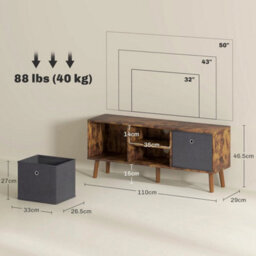 Tv Unit Stand Cabinet Media Console Storage Shelving - thumbnail 2