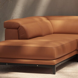 Valencia Valletta Top Grain Leather L Shape With Left Chaise Sofa Cognac Kiln-Dried Wood Adjustable Headrest - thumbnail 5