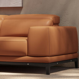 Valencia Valletta Top Grain Leather L Shape With Left Chaise Sofa Cognac Kiln-Dried Wood Adjustable Headrest - thumbnail 6