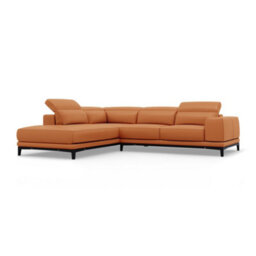 Valencia Valletta Top Grain Leather L Shape With Left Chaise Sofa Cognac Kiln-Dried Wood Adjustable Headrest - thumbnail 1