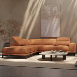 Valencia Valletta Top Grain Leather L Shape With Left Chaise Sofa Cognac Kiln-Dried Wood Adjustable Headrest - thumbnail 2