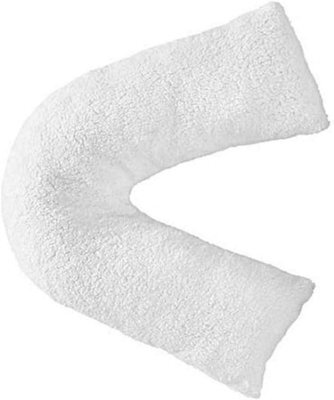 Homes & Linen Teddy Bear Fleece Plush Warm Fuzzy Cuddly V-Shaped Pillow & Cover