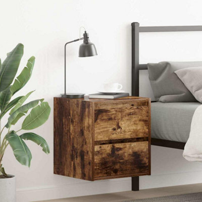 Berkfield Wall-Mounted Bedside Cabinet Smoked Oak 38X34X40 Cm - image 1