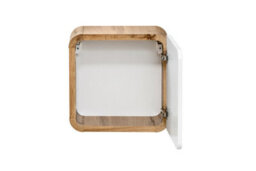 Impact Furniture Small Bathroom Cabinet Wall Mounted Storage Cube Unit Cupboard Floating Square Cubby White Gloss Oak Modern Arub - thumbnail 3