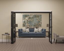 4 Panel Clear Glazed Shaker Black Pine Internal Folding Door Set, (H)2060mm (W)2831mm - Fully Finished - thumbnail 2