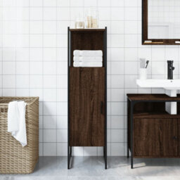 Berkfield Bathroom Cabinet Brown Oak 33X33X120.5 Cm Engineered Wood - thumbnail 3