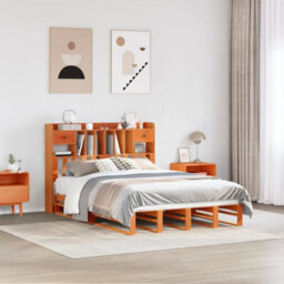 Berkfield Bookcase Bed Without Mattress Wax Brown 140X190 Cm Solid Wood Pine - thumbnail 1