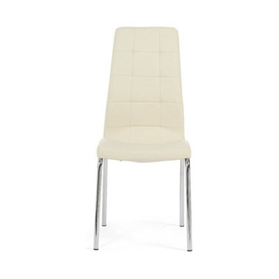 Furniture 48 Fabrice Cream Faux Leather Dining Chairs (Pair)