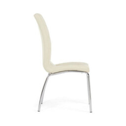 Furniture 48 Fabrice Cream Faux Leather Dining Chairs (Pair) - thumbnail 3