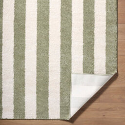 Livabliss Fossay Shaggy-Washable Cream Green Modern High Pile Striped Living Bedroom Rug 160 X 213 Cm Easy Care, Non Shedding - thumbnail 4