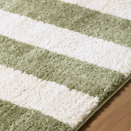Livabliss Fossay Shaggy-Washable Cream Green Modern High Pile Striped Living Bedroom Rug 160 X 213 Cm Easy Care, Non Shedding - thumbnail 3