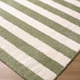 Livabliss Fossay Shaggy-Washable Cream Green Modern High Pile Striped Living Bedroom Rug 160 X 213 Cm Easy Care, Non Shedding - thumbnail 6