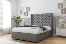 "Sloomy Dior Pewter Dumfries Divan Bed Base 2 Drawers Foot-End With 54"" Wingback Headboard 4' Small Double" - thumbnail 3