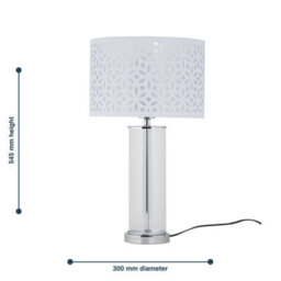 First Choice Lighting Set Of 2 Aura - Chrome Table Lamps With White Cut Out Shades - thumbnail 9