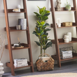 Wyld And Coco Astra 4-Tier Ladder Bookcase, Dark Brown Mdf, W45 X D43 X H169Cm - thumbnail 2