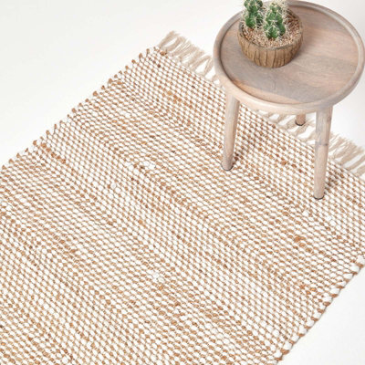Homescapes Horizon Neutral Chevron Hemp Chindi Rug, 160 X 230 Cm - image 1