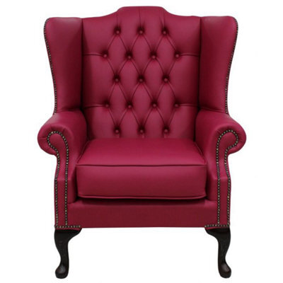Chesterfield High Back Wing Chair Shelly Anemone Leather Bespoke In Mallory Style - image 1