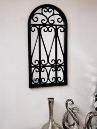 Biznest 71X35Cm Wall Mirror Black Window Style Wall Mirror Stylish Decor Mirror - thumbnail 1