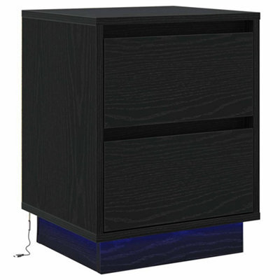 Berkfield Modern Bedside Cabinet With Led Lights Black 39X34.5X50 Cm - image 1