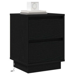 Berkfield Modern Bedside Cabinet With Led Lights Black 39X34.5X50 Cm - thumbnail 3