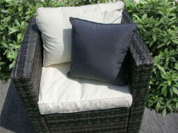New Rattan Wicker Conservatory Outdoor Garden Furniture Set Corner Sofa Table Grey - thumbnail 2