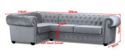 Chesterfield Style Mariot Corner Sofa Grey French Velvet (Left Hand Corner) - thumbnail 2